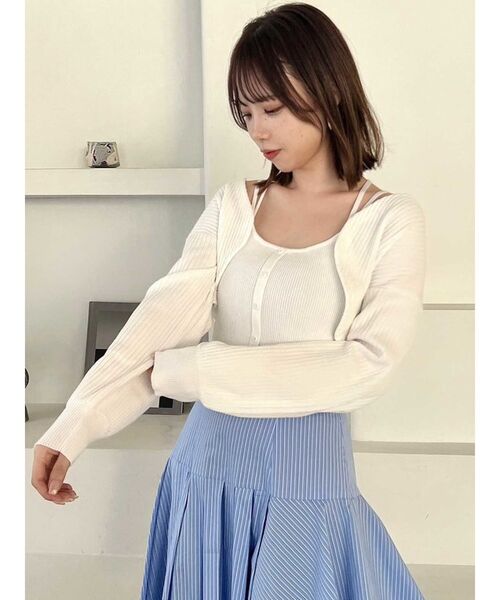 dazzlin（ダズリン）の「フロントボタンビスチェアンサンブル（アンサンブル・レディース・ピンク/ブラック/オフホワイト・FREE）」の8枚目の写真