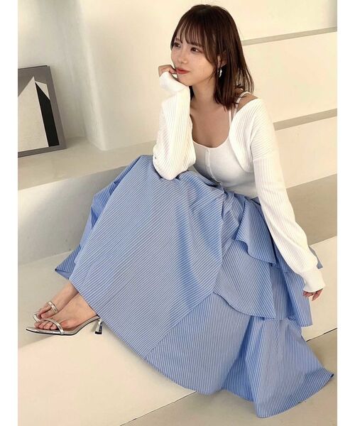 dazzlin（ダズリン）の「フロントボタンビスチェアンサンブル（アンサンブル・レディース・ピンク/ブラック/オフホワイト・FREE）」の9枚目の写真