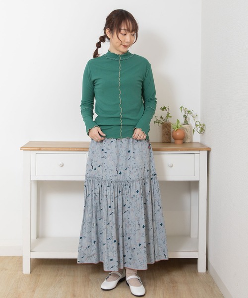 POU DOU DOU（プードゥドゥ）の「配色メローテレコトップス（Tシャツ/カットソー・レディース・イエロー/ダークグレー/アイボリー/グリーン・3）」の15枚目の写真