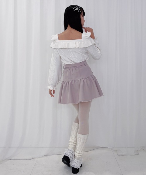 Honey Cinnamon(ハニーシナモン)の「オフショルハートケーブルニット(ニット/セーター・レディース・ホワイト/ピンク/サックスブルー・FREE)」の12枚目の写真