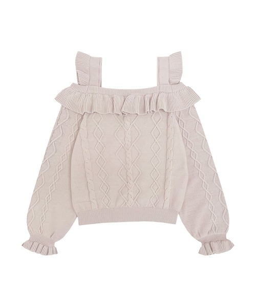 Honey Cinnamon(ハニーシナモン)の「オフショルハートケーブルニット(ニット/セーター・レディース・ホワイト/ピンク/サックスブルー・FREE)」の13枚目の写真