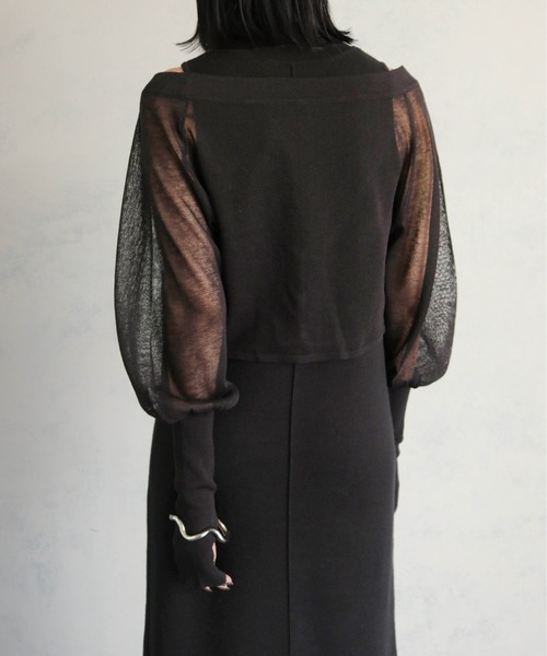 &g'aime(アンジェム)の「【&g'aime】フィンガーホール付カーディガン+ノースリーブニットワンピースセット(2pcs)(ドレス・レディース・グレイッシュベージュ/ブラック/パープル・FREE)」の11枚目の写真