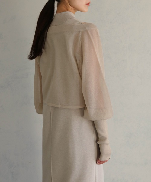 &g'aime(アンジェム)の「【&g'aime】フィンガーホール付カーディガン+ノースリーブニットワンピースセット(2pcs)(ドレス・レディース・グレイッシュベージュ/ブラック/パープル・FREE)」の22枚目の写真