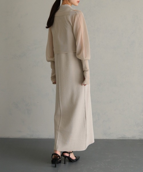 &g'aime(アンジェム)の「【&g'aime】フィンガーホール付カーディガン+ノースリーブニットワンピースセット(2pcs)(ドレス・レディース・グレイッシュベージュ/ブラック/パープル・FREE)」の16枚目の写真