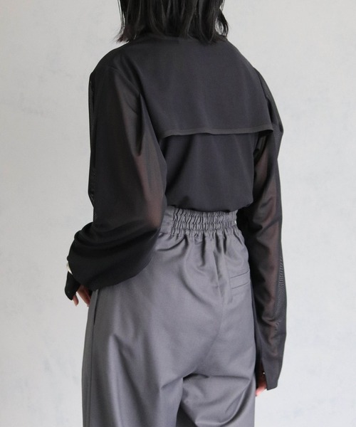 &g'aime(アンジェム)の「【&g’aime】メッシュレイヤードケープブラウス(シャツ/ブラウス・レディース・ライトグレー/ホワイト/ブラック・FREE)」の18枚目の写真