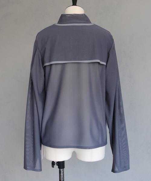 &g'aime(アンジェム)の「【&g’aime】メッシュレイヤードケープブラウス(シャツ/ブラウス・レディース・ライトグレー/ホワイト/ブラック・FREE)」の7枚目の写真