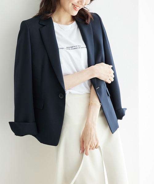 ROPE' PICNIC（ロペピクニック）の「【一部店舗限定34-42サイズ】セットアップ対応/360°ウルトラストレッチテーラードジャケット（テーラードジャケット・レディース・ネイビー/イエロー系その他3/ブラック/グレー系その他・38/40/36/34）」の19枚目の写真