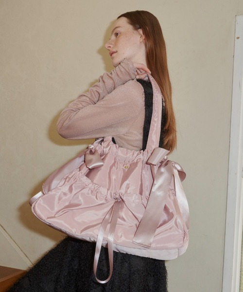 idem（イデム）の「shiny ribbon bag/ドロストサテンリボンバッグ（トートバッグ・レディース・ブルー/ピンク・FREE）」の17枚目の写真