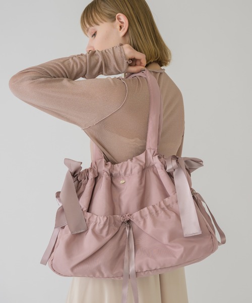 idem（イデム）の「shiny ribbon bag/ドロストサテンリボンバッグ（トートバッグ・レディース・ブルー/ピンク・FREE）」の19枚目の写真