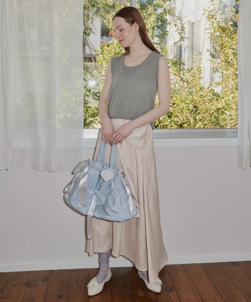 idem（イデム）の「shiny ribbon bag/ドロストサテンリボンバッグ（トートバッグ・レディース・ブルー/ピンク・FREE）」の7枚目の写真