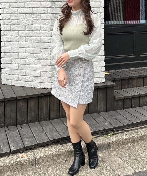 INGNI(イング)の「シアーボウタイドッキングニット(ニット/セーター・レディース・オフホワイト/ミント/ブラック×ホワイト/グレー系その他・M)」の22枚目の写真