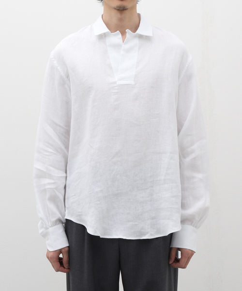 BOURRIENNE ParisX(ブリエンヌパリディス)の「【Bourrienne Paris X / ブリエンヌ パリ ディス】Linen Pullover Shirt(シャツ/ブラウス・メンズ・ホワイト・LARGE/X-LARGE)」の3枚目の写真