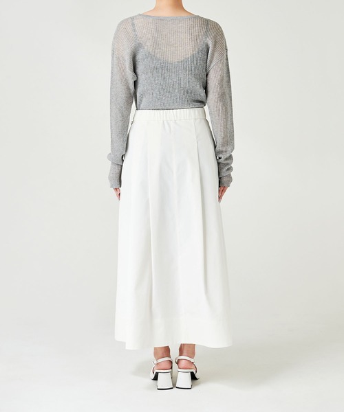 nowos レアスカート　試着のみ レザー美シルエット。異素材切り替えデザインロングスカート（スカート