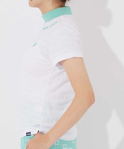 FILA GOLF（フィラゴルフ ）の「【FILA GOLF/フィラゴルフ】レディース半袖モックネックシャツ　ゴルフ（シャツ/ブラウス・レディース・ホワイト/ピンク/ブラック・X-LARGE/LARGE/MEDIUM/SMALL）」の5枚目の写真