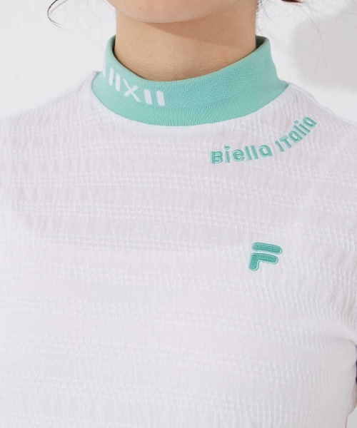 FILA GOLF（フィラゴルフ ）の「【FILA GOLF/フィラゴルフ】レディース半袖モックネックシャツ　ゴルフ（シャツ/ブラウス・レディース・ホワイト/ピンク/ブラック・X-LARGE/LARGE/MEDIUM/SMALL）」の7枚目の写真