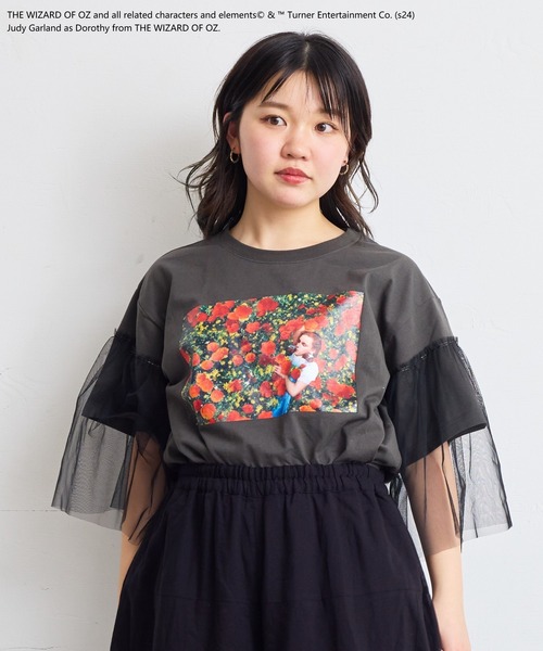 MARKEY'S（マーキーズ）の「【オズの魔法使】別注 袖チュールTシャツ/おとな（Tシャツ/カットソー・レディース・ホワイト/ブラック・160cm）」の2枚目の写真