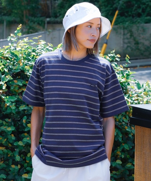 RVCA(ルーカ)の「RVCA メンズ VALLEJO STRIPE TEE Tシャツ 【2024年春夏モデル】/ルーカ半袖ボーダーTシャツ(Tシャツ/カットソー・メンズ・グレー/グリーン/ネイビー・LARGE/MEDIUM/SMALL)」の8枚目の写真