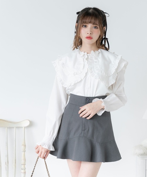 ビッグセーラーフリル襟長袖ブラウス（シャツ/ブラウス