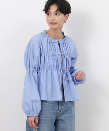 OPAQUE.CLIP | シャーリングリボンブラウス【洗濯機洗い可】(シャツ/ブラウス)
