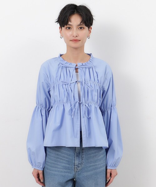 OPAQUE.CLIP（オペークドットクリップ）の「◆シャーリングリボンブラウス【洗濯機洗い可】（シャツ/ブラウス・レディース・ライトブルー/ホワイト/ブラック・38/36）」の16枚目の写真