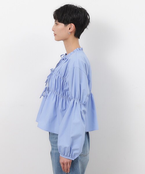 OPAQUE.CLIP（オペークドットクリップ）の「◆シャーリングリボンブラウス【洗濯機洗い可】（シャツ/ブラウス・レディース・ライトブルー/ホワイト/ブラック・38/36）」の17枚目の写真