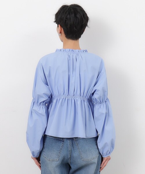 OPAQUE.CLIP（オペークドットクリップ）の「◆シャーリングリボンブラウス【洗濯機洗い可】（シャツ/ブラウス・レディース・ライトブルー/ホワイト/ブラック・38/36）」の18枚目の写真