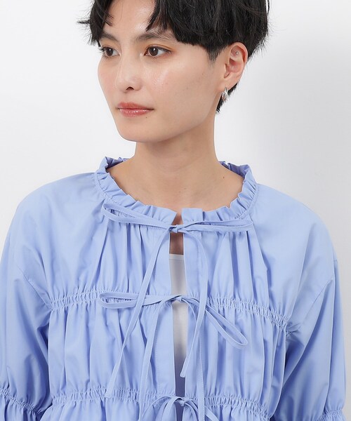 OPAQUE.CLIP（オペークドットクリップ）の「◆シャーリングリボンブラウス【洗濯機洗い可】（シャツ/ブラウス・レディース・ライトブルー/ホワイト/ブラック・38/36）」の19枚目の写真