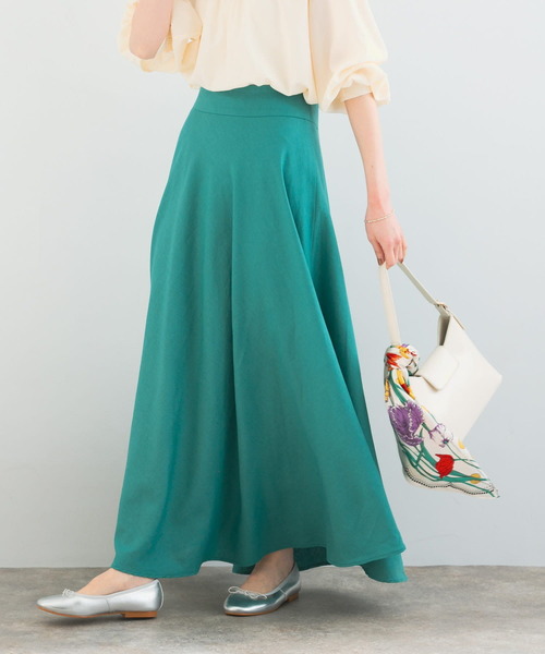 URBAN RESEARCH ROSSO WOMEN（アーバンリサーチ　ロッソ）の「バックファスナーリネン混ロングスカート（スカート・レディース・チャコールグレー/ピンク/ベージュ/ミント・36/38）」の4枚目の写真