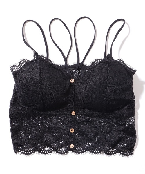 Lace Ladies（レースレディース）の「総レース フロントボタン ビスチェ風 ノンワイヤー ブラジャー（キャミソール・レディース・ブラック/ホワイト・XL/FREE）」の11枚目の写真