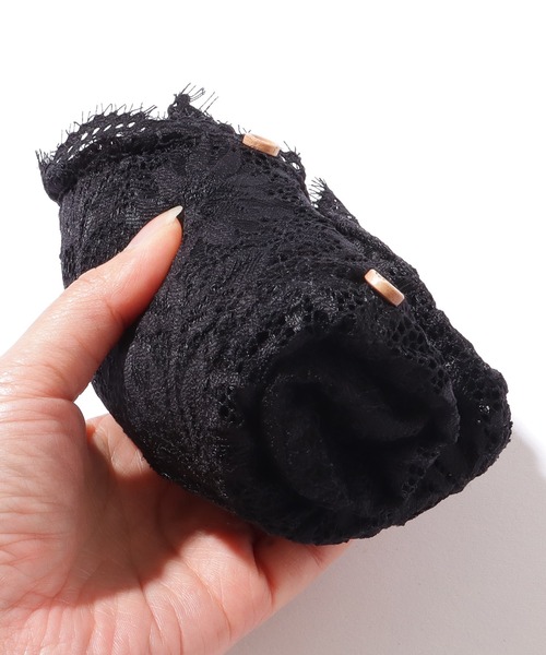 Lace Ladies（レースレディース）の「総レース フロントボタン ビスチェ風 ノンワイヤー ブラジャー（キャミソール・レディース・ブラック/ホワイト・XL/FREE）」の15枚目の写真