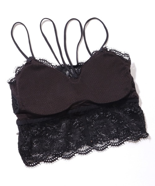 Lace Ladies（レースレディース）の「総レース フロントボタン ビスチェ風 ノンワイヤー ブラジャー（キャミソール・レディース・ブラック/ホワイト・XL/FREE）」の17枚目の写真