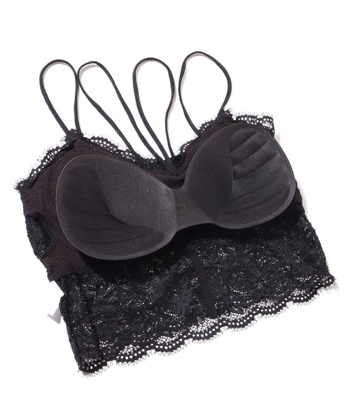 Lace Ladies（レースレディース）の「総レース フロントボタン ビスチェ風 ノンワイヤー ブラジャー（キャミソール・レディース・ブラック/ホワイト・XL/FREE）」の19枚目の写真
