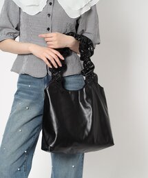 合皮フリルハンドルトート