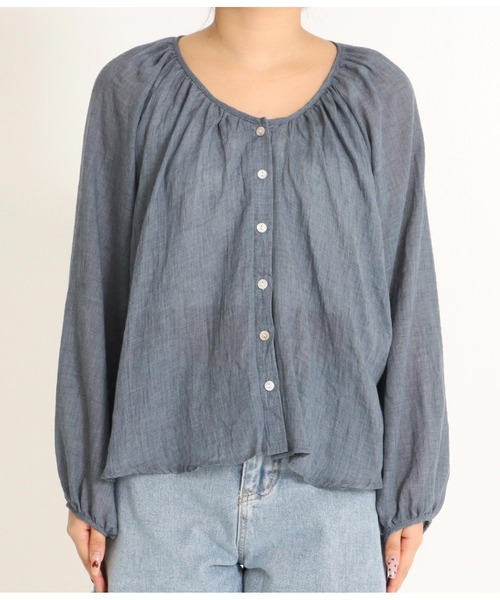 anap mimpi（アナップミンピ）の「シェルボタン Vネック フンワリ 開襟ブラウス（シャツ/ブラウス・レディース・ベージュ/オレンジ/ネイビー・FREE）」の21枚目の写真