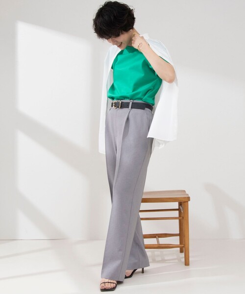 NOLLEY’S（ノーリーズ）の「BASIC 半袖 Tシャツ（Tシャツ/カットソー・レディース・ブラック/グリーン/ベージュ/ベビーピンク/ミント/オフホワイト/チャコールグレー/ブラック系その他/ロイヤルブルー/ピンク/ブラック系その他2・36/38）」の12枚目の写真