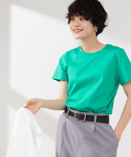 NOLLEY’S（ノーリーズ）の「BASIC 半袖 Tシャツ（Tシャツ/カットソー・レディース・ブラック/グリーン/ベージュ/ベビーピンク/ミント/オフホワイト/チャコールグレー/ブラック系その他/ロイヤルブルー/ピンク/ブラック系その他2・36/38）」の14枚目の写真