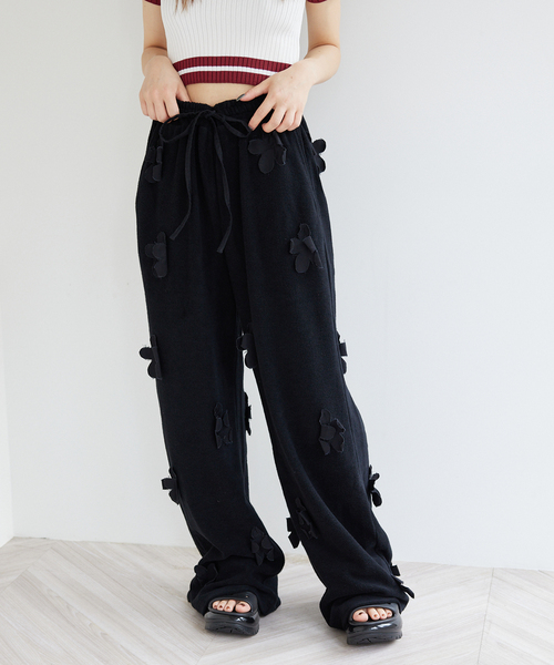 JOINT WORKS(ジョイントワークス)の「【irojikake/イロジカケ】 Flower garden pile pants(その他パンツ・レディース・ブラック/カーキ・SMALL)」の1枚目の写真