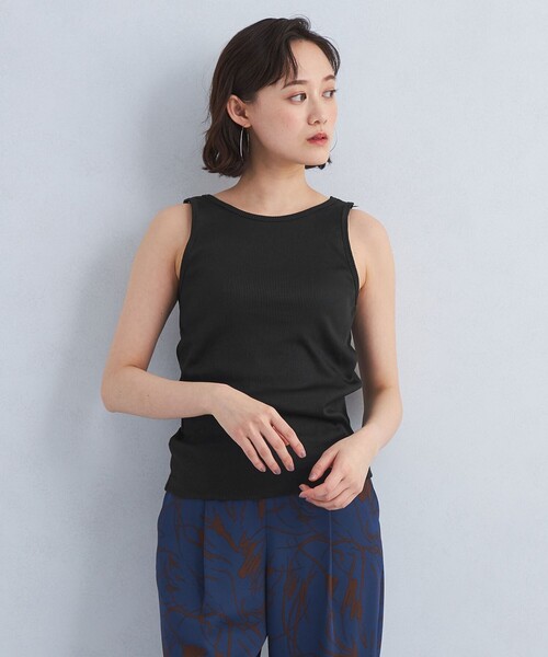 green label relaxing（グリーンレーベルリラクシング）の「グロッシー アメリカンスリーブ タンクトップ（タンクトップ・レディース・オフホワイト/その他1/ブラック/ワインレッド・FREE）」の2枚目の写真