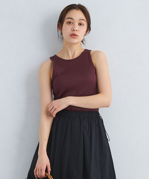 green label relaxing（グリーンレーベルリラクシング）の「グロッシー アメリカンスリーブ タンクトップ（タンクトップ・レディース・オフホワイト/その他1/ブラック/ワインレッド・FREE）」の3枚目の写真