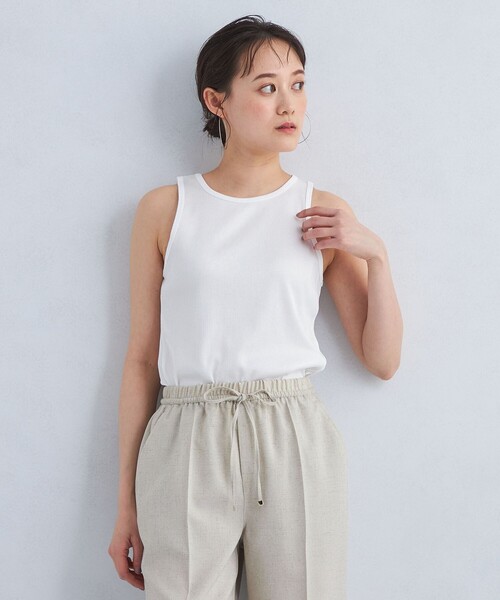 green label relaxing（グリーンレーベルリラクシング）の「グロッシー アメリカンスリーブ タンクトップ（タンクトップ・レディース・オフホワイト/その他1/ブラック/ワインレッド・FREE）」の6枚目の写真