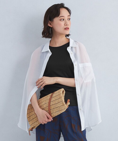 green label relaxing（グリーンレーベルリラクシング）の「グロッシー アメリカンスリーブ タンクトップ（タンクトップ・レディース・オフホワイト/その他1/ブラック/ワインレッド・FREE）」の7枚目の写真