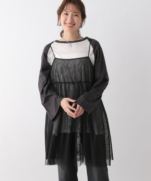 LEPSIM(レプシィム)の「チュールキャミチュニック 113325(その他トップス・レディース・アイボリー/ブラック/ドット・FREE)」の4枚目の写真