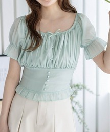 clear | フロントギャザー楊柳五分袖ブラウス≪2024SS新作≫(シャツ/ブラウス)