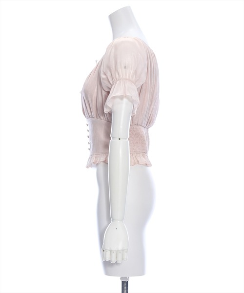 clear（クリア）の「フロントギャザー楊柳五分袖ブラウス［大人 フェミニン リボン］≪再入荷≫（シャツ/ブラウス・レディース・ライトピンク/ラベンダー/ミント/ブラック・F）」の8枚目の写真