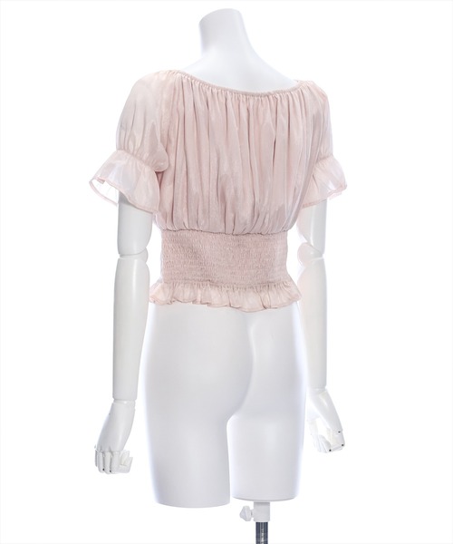 clear（クリア）の「フロントギャザー楊柳五分袖ブラウス［大人 フェミニン リボン］≪再入荷≫（シャツ/ブラウス・レディース・ライトピンク/ラベンダー/ミント/ブラック・F）」の7枚目の写真