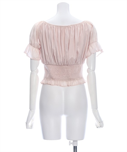 clear（クリア）の「フロントギャザー楊柳五分袖ブラウス［大人 フェミニン リボン］≪再入荷≫（シャツ/ブラウス・レディース・ライトピンク/ラベンダー/ミント/ブラック・F）」の6枚目の写真