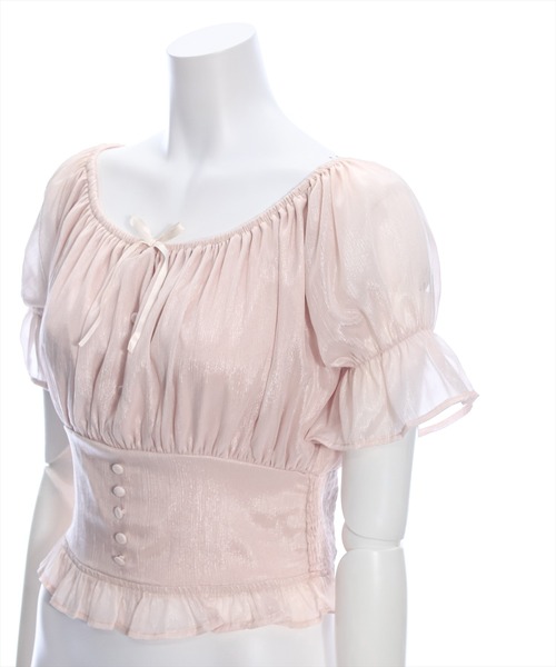 clear（クリア）の「フロントギャザー楊柳五分袖ブラウス［大人 フェミニン リボン］≪再入荷≫（シャツ/ブラウス・レディース・ライトピンク/ラベンダー/ミント/ブラック・F）」の12枚目の写真