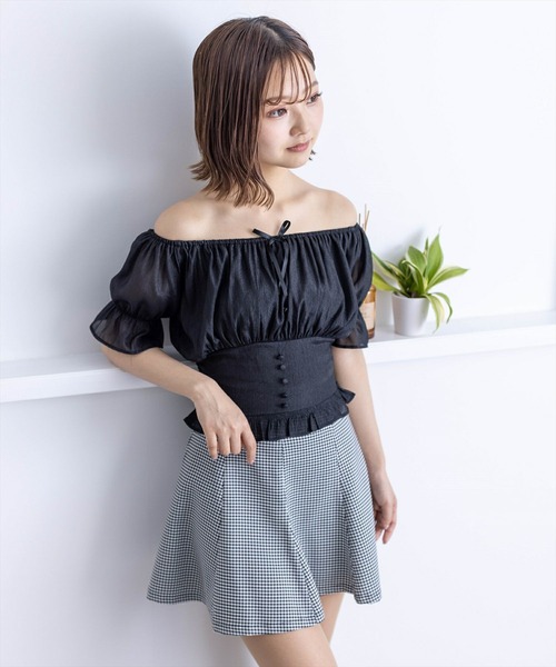 clear（クリア）の「フロントギャザー楊柳五分袖ブラウス［大人 フェミニン リボン］≪再入荷≫（シャツ/ブラウス・レディース・ライトピンク/ラベンダー/ミント/ブラック・F）」の14枚目の写真