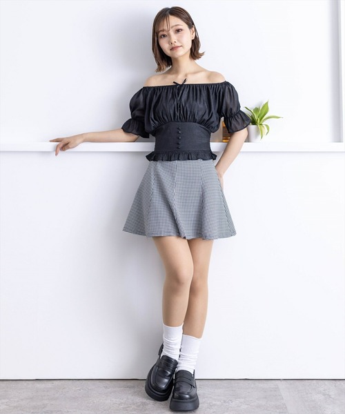 clear（クリア）の「フロントギャザー楊柳五分袖ブラウス［大人 フェミニン リボン］≪再入荷≫（シャツ/ブラウス・レディース・ライトピンク/ラベンダー/ミント/ブラック・F）」の15枚目の写真