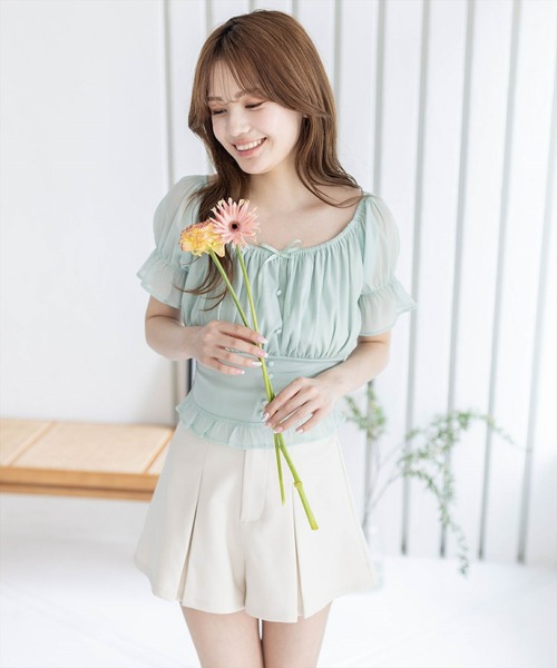 clear（クリア）の「フロントギャザー楊柳五分袖ブラウス［大人 フェミニン リボン］≪再入荷≫（シャツ/ブラウス・レディース・ライトピンク/ラベンダー/ミント/ブラック・F）」の20枚目の写真